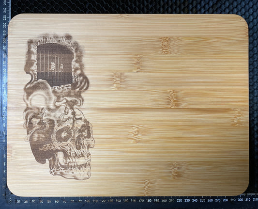My own prison laser engraved bamboo cutting board.